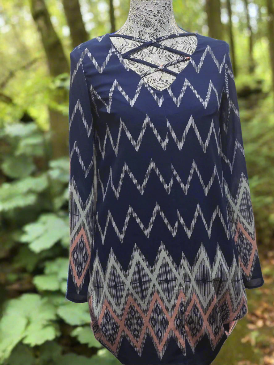 Blue line printed blouse