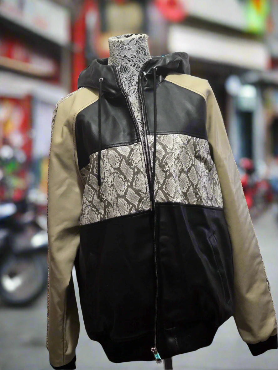 Scale print Leather jacket